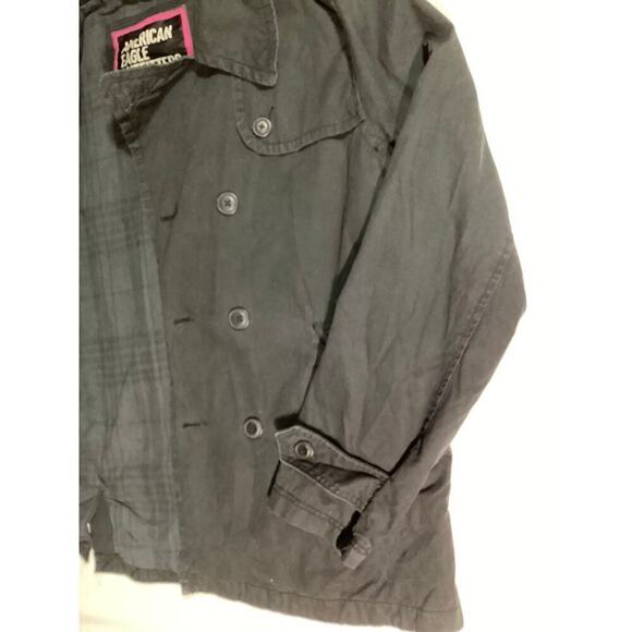 American Eagle Outfitter jacket plaid lining women’s L black - Picture 4 of 7
